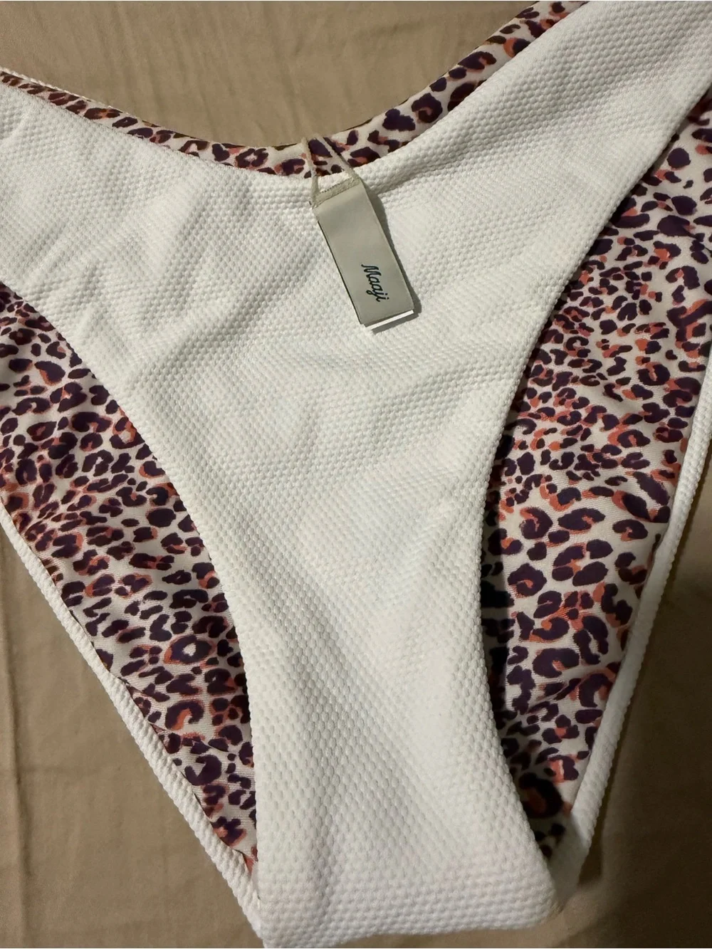 Maaji Reversible White & Leopard Print Bikini Bottom